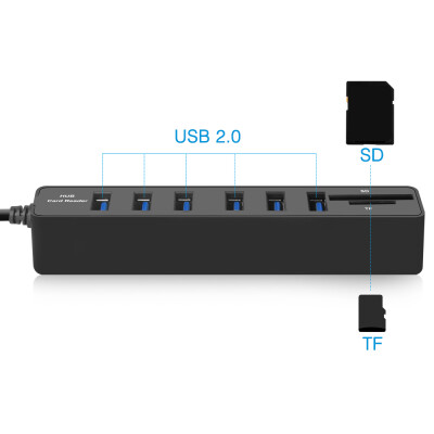 

JDL-HSD8 USB Hub Combo Splitter 36 Ports Optional USB 20 High Speed Mini 2 In 1 SD TF Card Reader for Laptop Computer