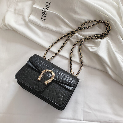 

Advanced sense bag Western style crocodile pattern bag female 2019 new wild fashion single shoulder slung small square bag