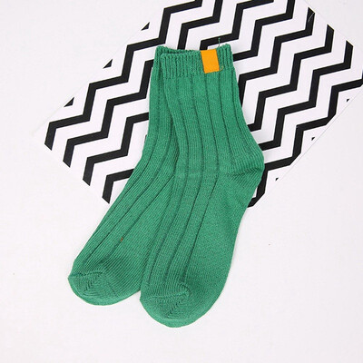 

1Pair Thick Warm Women Socks Solid Color Striped Autumn Winter Cotton Tube Socks