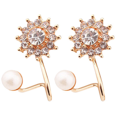 

Fashion Womens Pearl Rhinestone Ear Clip Lady Earrings Jewelry Ear Buckle Gift