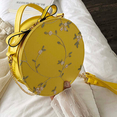 

Tailored Womens Fashion Lace Fresh Handbag Crossbody Bag Solid Color Small Round Bag