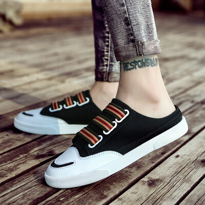 

New summer trendy shoes Korean version student casual board shoes mens canvas shoes black cloth shoes mens casual board sho