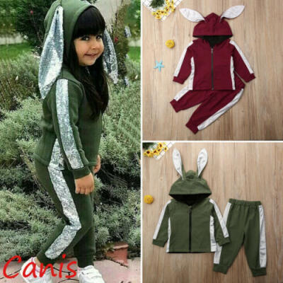 

UK 2PCS Toddler Kids Baby Girl Clothes Hoodie Coat Tops Pants Tracksuit Outfits