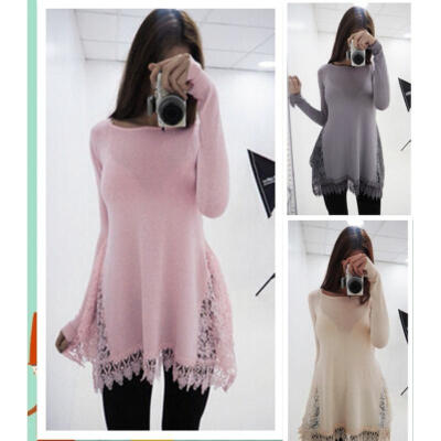 

Fashion Women Summer Loose Casual Top Long Sleeve Lace T Shirt Tops Blouse