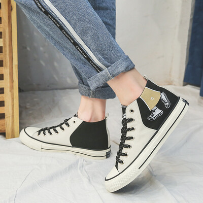 

Summer high-end young mens shoes white tide shoes autumn leisure trend Joker canvas shoes