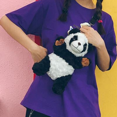 

Cute Women Girls Cartoon Panda Crossbody Bag Plush Animal Toy Shoulder Bag Handbag