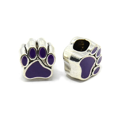 

Dog Paw Prints Antique Silver Tone Alloy Enamel European Beads Large Hole Beads DarkSlateBlue 11x10x7mm Hole 45mm