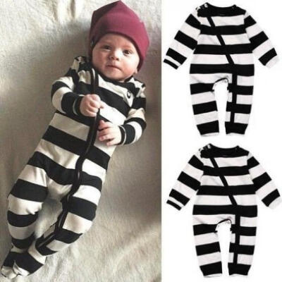 

AU Toddler Baby Boys Girls Striped Romper Bodysuit Playsuit Clothes Outfits Set