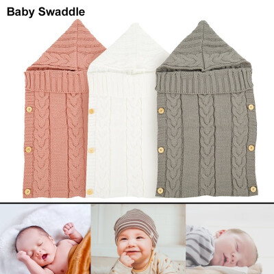 

Newborn Baby Infant Swaddle Wrap Blanket Sleeping Bag Knitted Hooded Sleep Sacks for 0-12 Month Baby