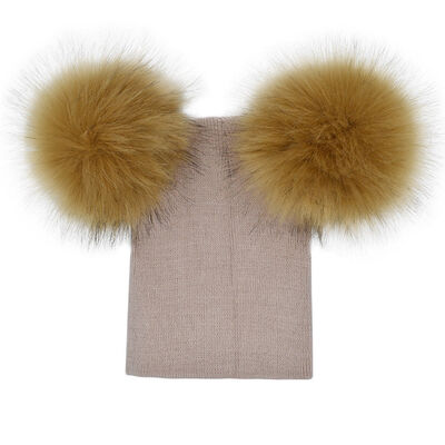 

Newborn Kids Baby Boy Girl Double Fur Pom Hat Winter Warm Knit Bobble Beanie Cap