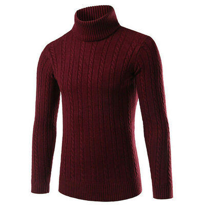 

Mens Slim Warm Knit High Neck Pullover Jumper Sweater Top Turtleneck Winter