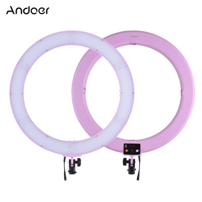 

Andoer RL720B Professional 19 Inch 3200K-5600K Bi-Color Digital Ring Video Light 720pcs LEDs Adjustable Brightness CRI90 with Pho