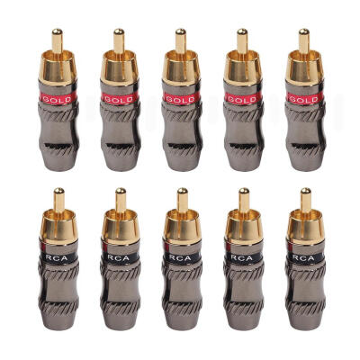 

5 Pairs Gold Plated RCA Plug Audio Cable Soldering Male Connector Adapters