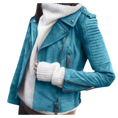 

Toponeto Women Vintage Leather Zipper Short Simple Motorcycle Slim Coat Retro Jacket