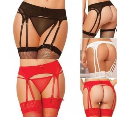 

Womens Sexy Lace Suspender Garter Belt Matching G-String Thong Set for Stocking