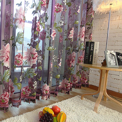 

Hot Home Textile Flower Embroidered luxury 3D Window Curtains fabric Tulle Sheer Curtains For kitchen Bedroom Living room