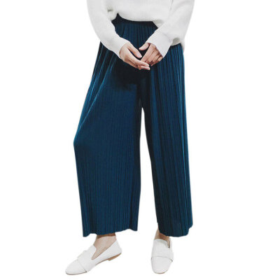 

Hot Sale Women High Waist Chiffon Trousers Pants Loose Casual Style Solid Color Pants Wide Leg Pants