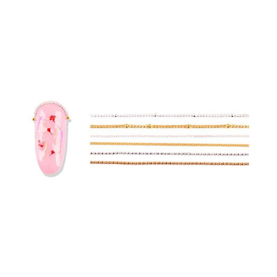 

6 GridBag 3D Metal Nail Art Decoration Gold Metal Chain Beads Line Multi-size DIY Manicure Nail Jewelry Decoration