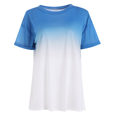 

Womens Tops Round Neck T-Shirt Gradient Short Sleeve Loose Casual Tee Shirts