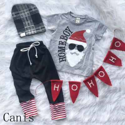 

Toddler Kids Baby Boy Infant Xmas Clothes Santa Claus T-shirt Top Pants Outfits