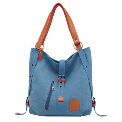 

Casual Womens Convertible Large Capacity Tote Shoulder Bag Canvas Backpack
