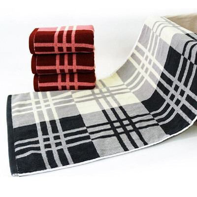 

1Pcs Face Towel Cotton Classic Simple Check Pattern Comfy Home Washing Towel 7335cm