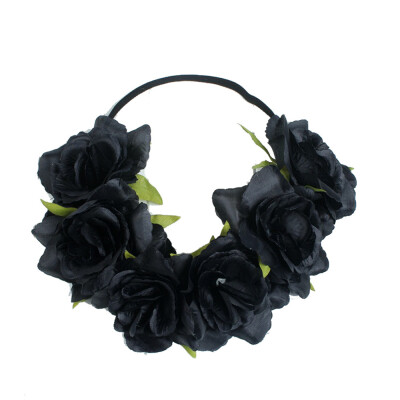 

〖Follure〗Large Rose Flower Forehead Hair Headband Hair Crown Summer Festival Garland