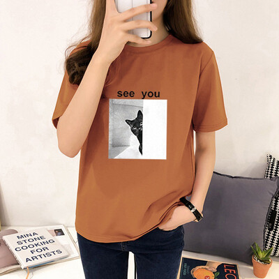 

Womens Round Neck Printed Short Sleeve T-Shirt