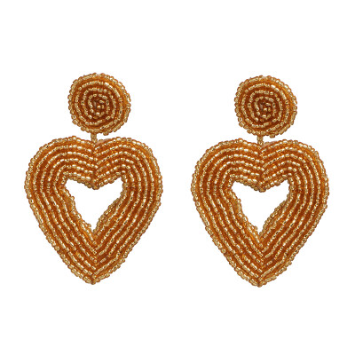 

2019 New Heart Beads Gold Metal Love Drop Earrings Hollow Geometric Earrings Women Gifts Jewelry Brincos