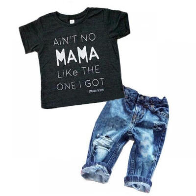 

Newborn Toddler Infant Baby Boy Clothes T-shirt Top Tee Denim Pants Outfits Set