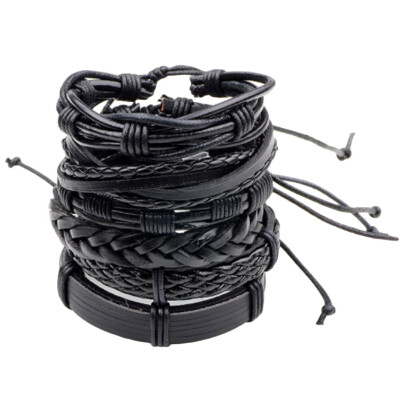 

6PCS Vintage Real Hand Real Leather Bracelet Men BraceletsBangles for Women Bracelets Woman