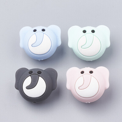 

Food Grade Environmental Silicone Beads Chewing Beads For Teethers DIY Nursing Necklaces Making Elephant Mixed Color 20x24x15