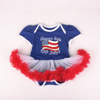 

Newborn Infant Baby Kids Stars Striped 4th Of July Romper Tulle Dress Outfits