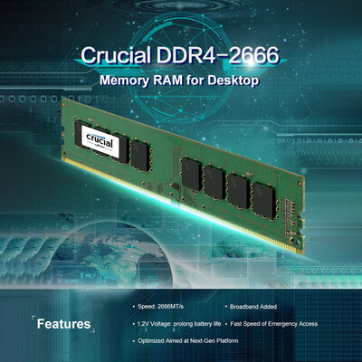 

Crucial DDR4 2666 Memory RAM 8G 2666 MTs 288-Pin 12V for Desktop CT16G4DFS8266