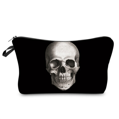 

3D Printed Skull Cosmetic Case Black Makeup Storage Portable Travel Cosmetic Bags Holder Organizer for Women