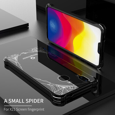 

Original R-JUST Case For VIVO X21 Luxury Spider Aluminum Metal Bumper Mirror Acrylic Back Cover For VIVO X21 Screen Fingerprint