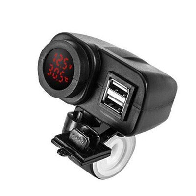 

Multifunctional Universal Motorcycle Bike Dual USB Charger 21A W Digital RedYellow LED Voltmeter Quick Charge