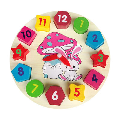 

Wooden Rabbit Clock Building Blocks Digital Alarm Clock Toys Children Gifts