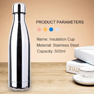 

Water Bottle Stainless Steel 500ml Vacuum Insulated Water Bottle Electroplate Insulated Cup Keeps Cold Hot for Long Time