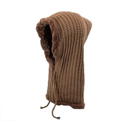 

Tailored Men Women Warm Crochet Winter Plus Velvet Thickening Slouchy Siamese Collar Hat