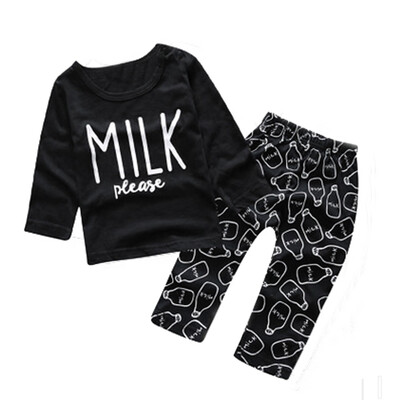 

Baby Kids Clothes Long Sleeve Letter Print T-Shirt TopsPants Outfits Set BK 80
