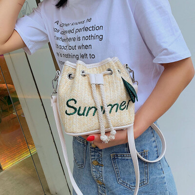 

Summer bag handbags new 2019 Messenger bag small bag girl wild ins shoulder bag weaving bucket bag