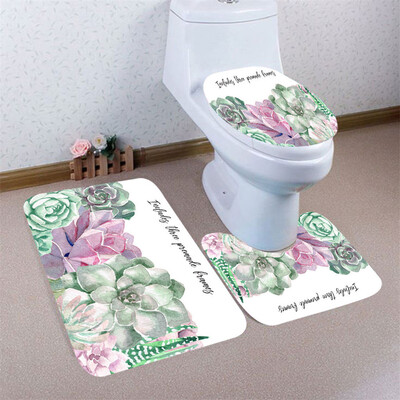

Gobestart 3pcs Colorful Pattern Non-Slip Bath Mat Bathroom Kitchen Carpet Doormats Decor