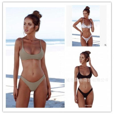 

Women Bikini Set Padded Push-up Bra Thong Bottoms Swimwear Beachwear Swimsuit Set