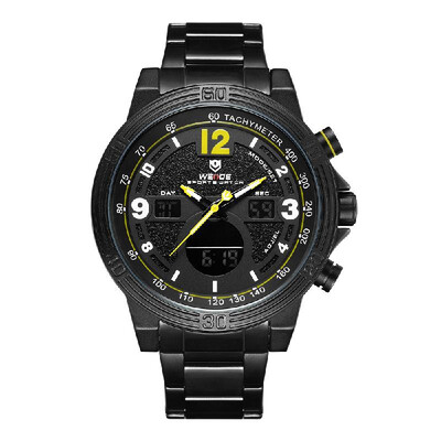 

WEIDE WH6908 Dual Display Two Movement Quartz Digital Men Watch 3ATM Waterproof LCD Backlight Luminous Sport Calendar 24-Hour Alar