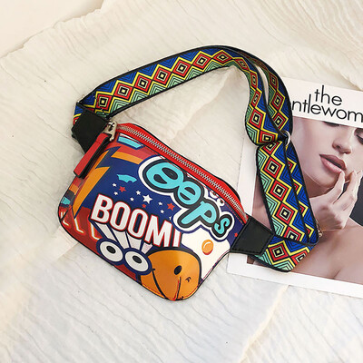 

Bags For Women Luxury Handbag Women Chest Shoulder Bags Graffiti Printed Wide Shoulder Strap Messenger Hobos