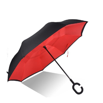 

Cshaped Handle Windproof Reverse Folding Umbrella Double Layer Man Women Sunny Rainy Car Inverted Umbrellas Double Layer Anti UV