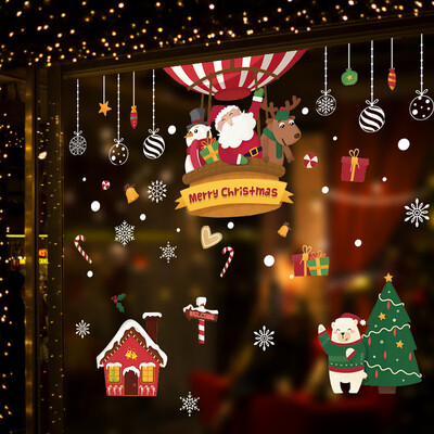 

Merry Christmas Window Wall Sticker Decals Snowflake Santa Claus Home Xmas Decor