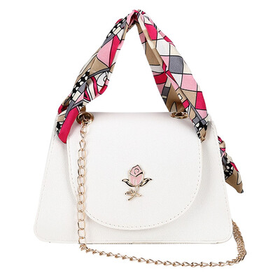 

Women Rose Shoulder Bag Fashion Scarf Messenger Bags Simple PU Leather Small Chain Crossbody Bags Mini Handbag T10