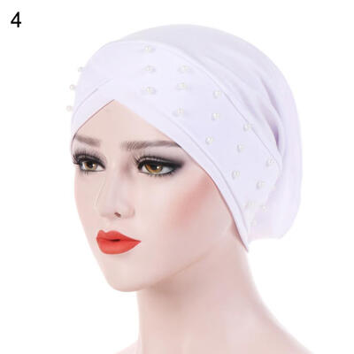 

Women Beads Elastic Turban Hat Muslim Cancer Chemo Cap Hijab Head Wrap